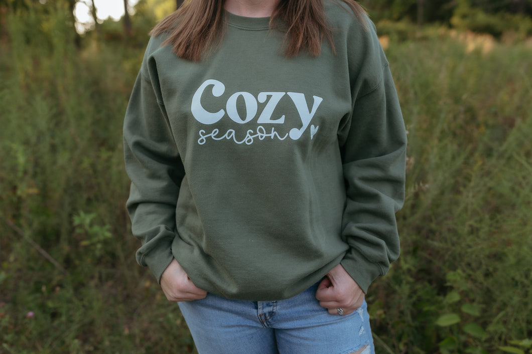 Cozy Season Sweatshirt - Military Green