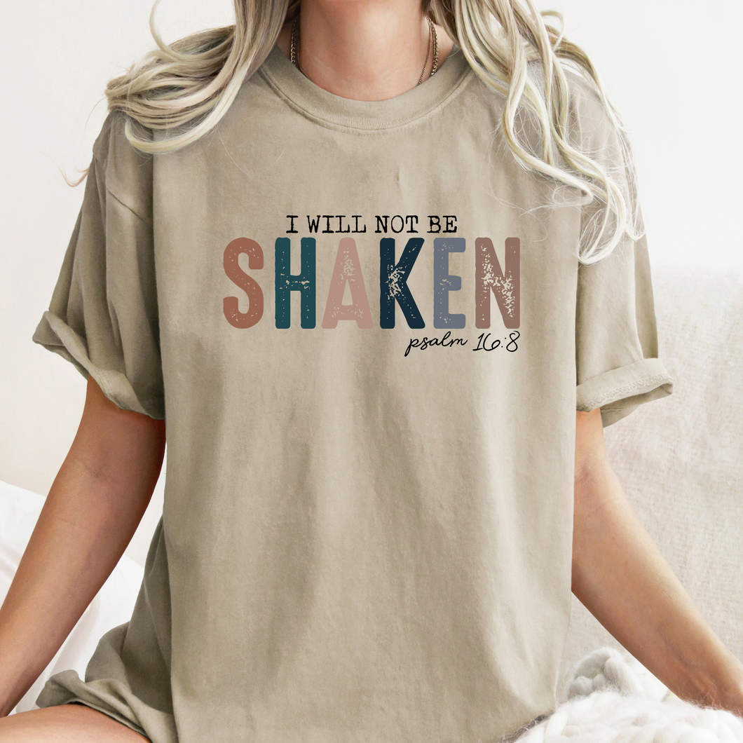 I Will Not Be Shaken Sandstone Tee