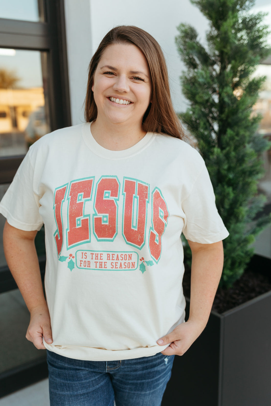 Jesus Is The Reason For The Season Tee - Ivory