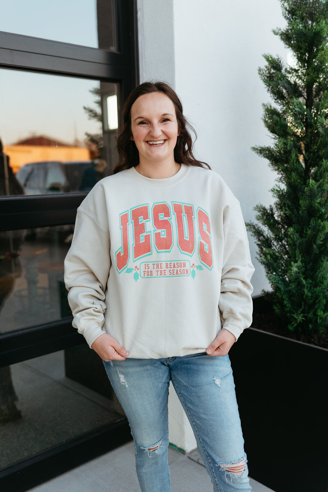 Jesus is The Reason for The Season Sweatshirt - Sand