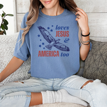 Load image into Gallery viewer, Loves Jesus and America Too Tee - Multiple Colors
