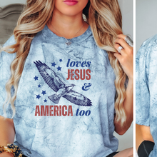 Load image into Gallery viewer, Loves Jesus and America Too Tee - Multiple Colors
