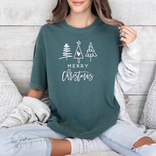 Load image into Gallery viewer, Merry Christmas (Three Trees) Tee (Multiple Color Options)
