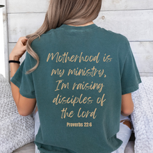 Load image into Gallery viewer, Motherhood is Kingdom Work Proverbs 22:6 - Pigment Dyed Sweatshirt
